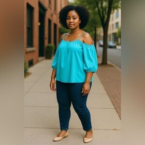 KAARI BLUE Curvy Cold Shoulder Blouse